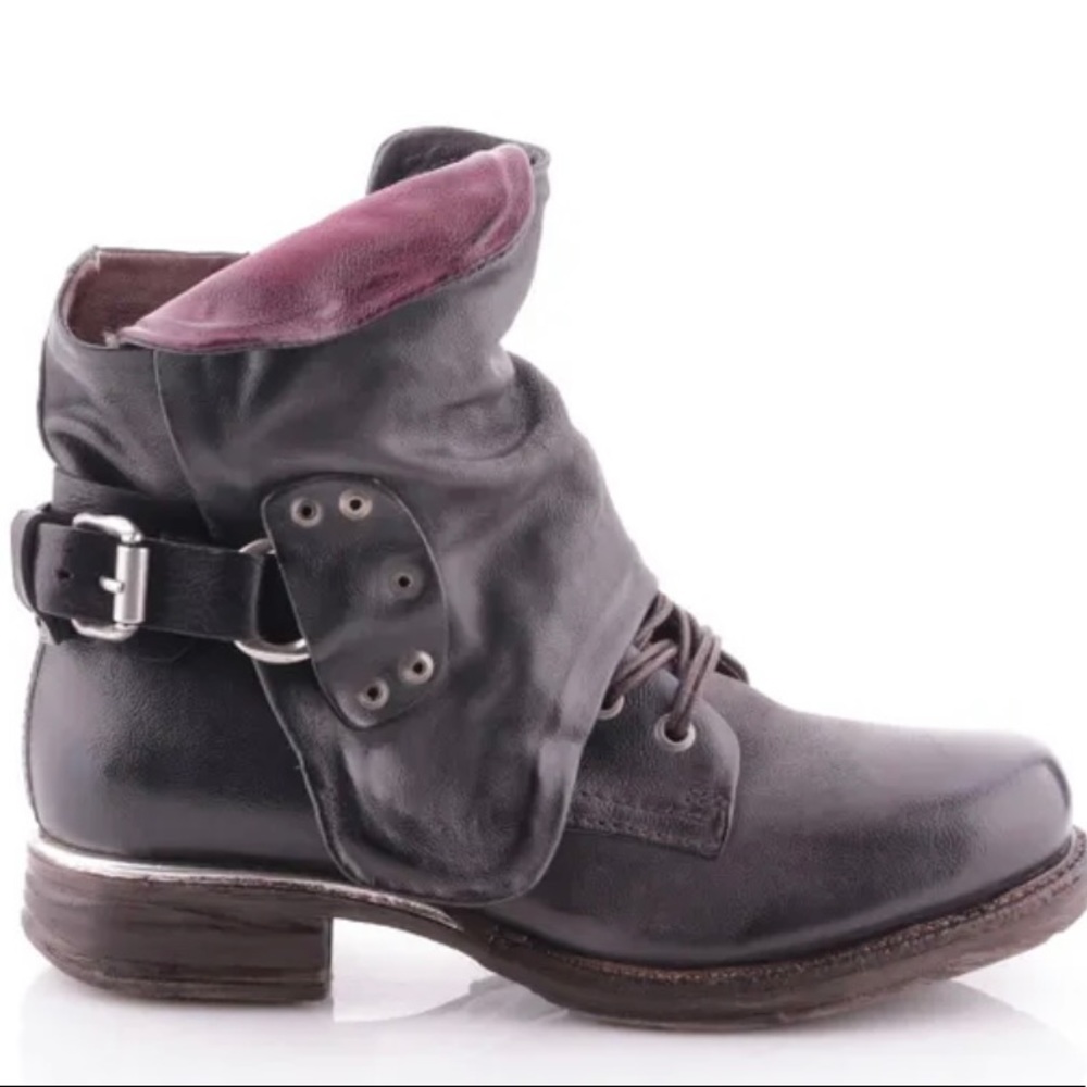 NEW A.S.98 37 6.5-7 SIMON LEATHER ANKLE BOOTS